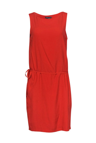 Drawstring Round Neck Dropped Waistline Dress