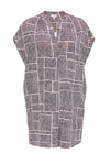 Round Neck Dots Print Short Sleeves Sleeves Shift Silk Pocketed Dress