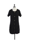 Short Sleeves Sleeves Pocketed Button Front Sweater Dress