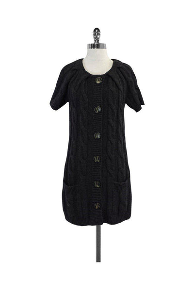 Sweater Button Front Pocketed Short Sleeves Sleeves Dress