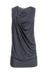 Sexy Viscose Cowl Neck Stretchy Draped Tank Dress