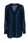 Sophisticated V-neck Rayon Pleated Long Sleeves Tunic
