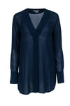 Sophisticated V-neck Long Sleeves Pleated Rayon Tunic