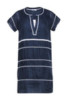 Mesh Round Neck Short Sleeves Sleeves Striped Print Shift Sweater Beach Dress