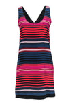 Summer Shift Striped Print Scoop Neck Pocketed Sleeveless Beach Dress