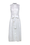 Summer Belted Striped Print Linen Beach Dress/Midi Dress