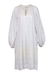 A-line Summer Long Sleeves Cotton Peasant Dress/Midi Dress