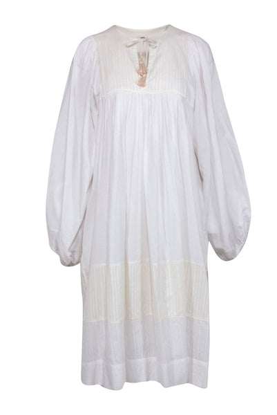 A-line Summer Cotton Long Sleeves Peasant Dress/Midi Dress