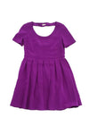 Short Sleeves Sleeves Pleated Open-Back Hidden Back Zipper Silk Dress