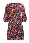 Tall Tall A-line Floral Print Pleated Round Neck Spring Long Sleeves Dress