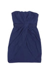 Strapless Polyester Hidden Back Zipper Belted Draped Dress