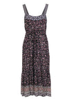 Thick Straps Babydoll Drawstring Floral Print Cotton Maxi Dress