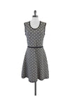 Hidden Back Zipper Piping Scoop Neck Sleeveless General Print Dress