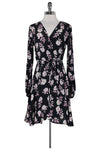 V-neck Long Sleeves Above the Knee Floral Print Wrap Goddess Dress