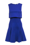 Round Neck Sleeveless Fitted Hidden Back Zipper Slit Fit-and-Flare Dress