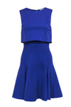 Slit Fitted Hidden Back Zipper Round Neck Sleeveless Fit-and-Flare Dress