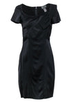 Hidden Back Zipper Sheath Short Sleeves Sleeves Square Neck Cocktail Sheath Dress/Little Black Dress/Party Dress With Ruffles