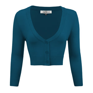 Cropped Cardigan - Teal Blue - Naked City Clothing