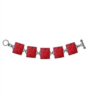 Retrolite Floral Toggle Bracelet in Red by Classic Hardware - Naked City Clothing