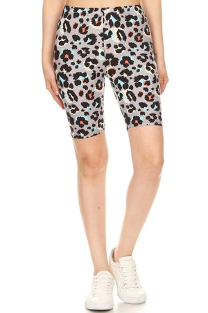 Multicolor Leopard Print Bike Shorts - Naked City Clothing