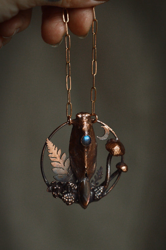 Northern lights copper necklace with abalone shell