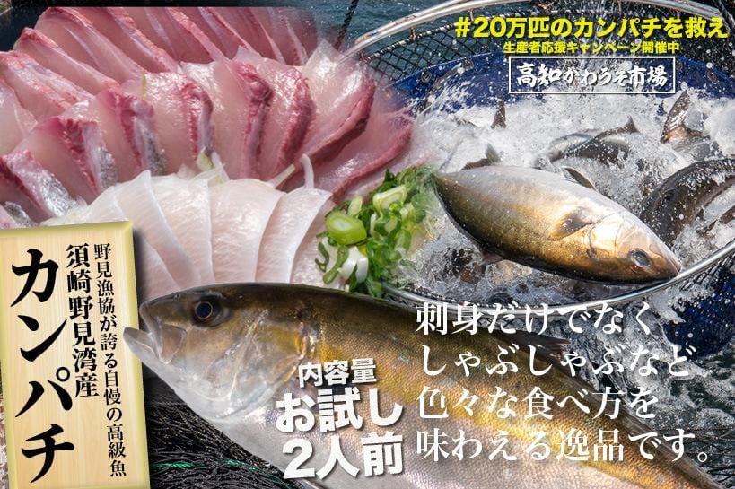 須崎勘八 名無しのかんぱちにブランド名がつきました 高級カンパチ お刺身用柵 お試し用 2人前 高知かわうそ市場