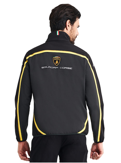 Lamborghini Squadra Corse Softshell Fleece Jacket Gold Edition- Men - Black  and Yellow