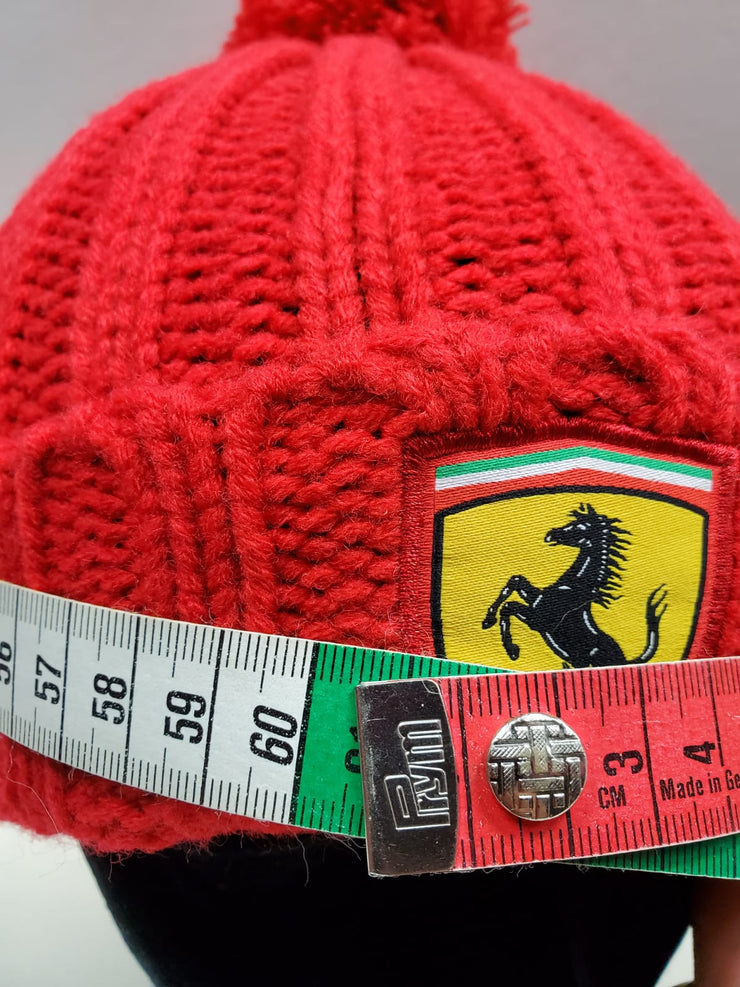 Scuderia Ferrari Pom Pom Winter Beanie Hat Kids Red Fanabox