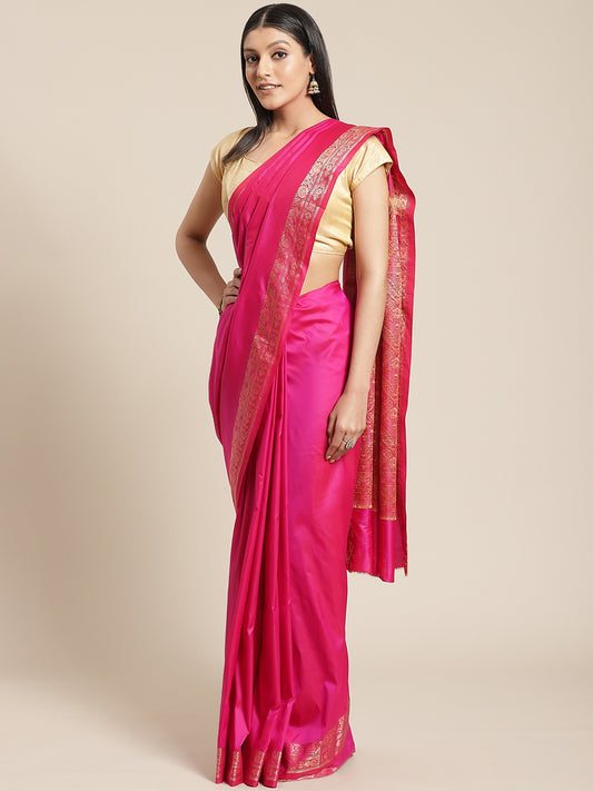 Hot Pink Applique Chanderi Saree – For Sarees