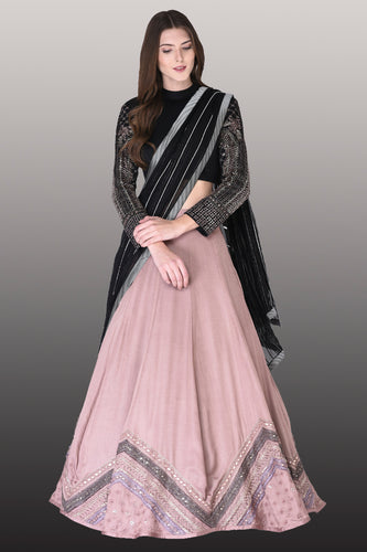 Art Raw Silk Black A Line Lehenga Choli