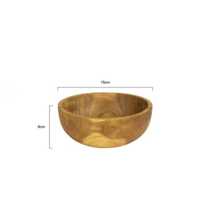 Natural Handmade Teak Wood Round Bowl Set (4 pcs)