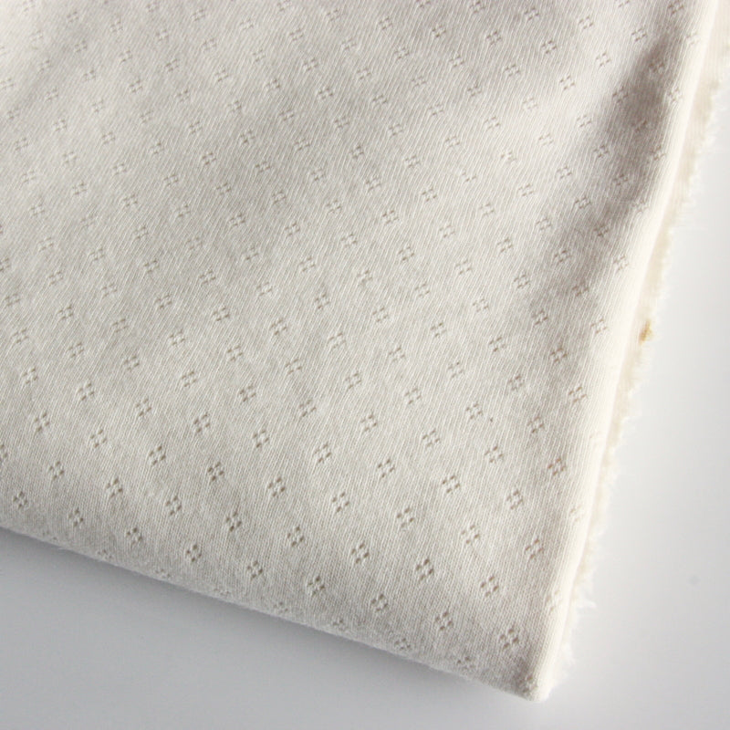 Organic Cotton Pointelle Jersey - Cream | Jersey and Stretch Fabric ...