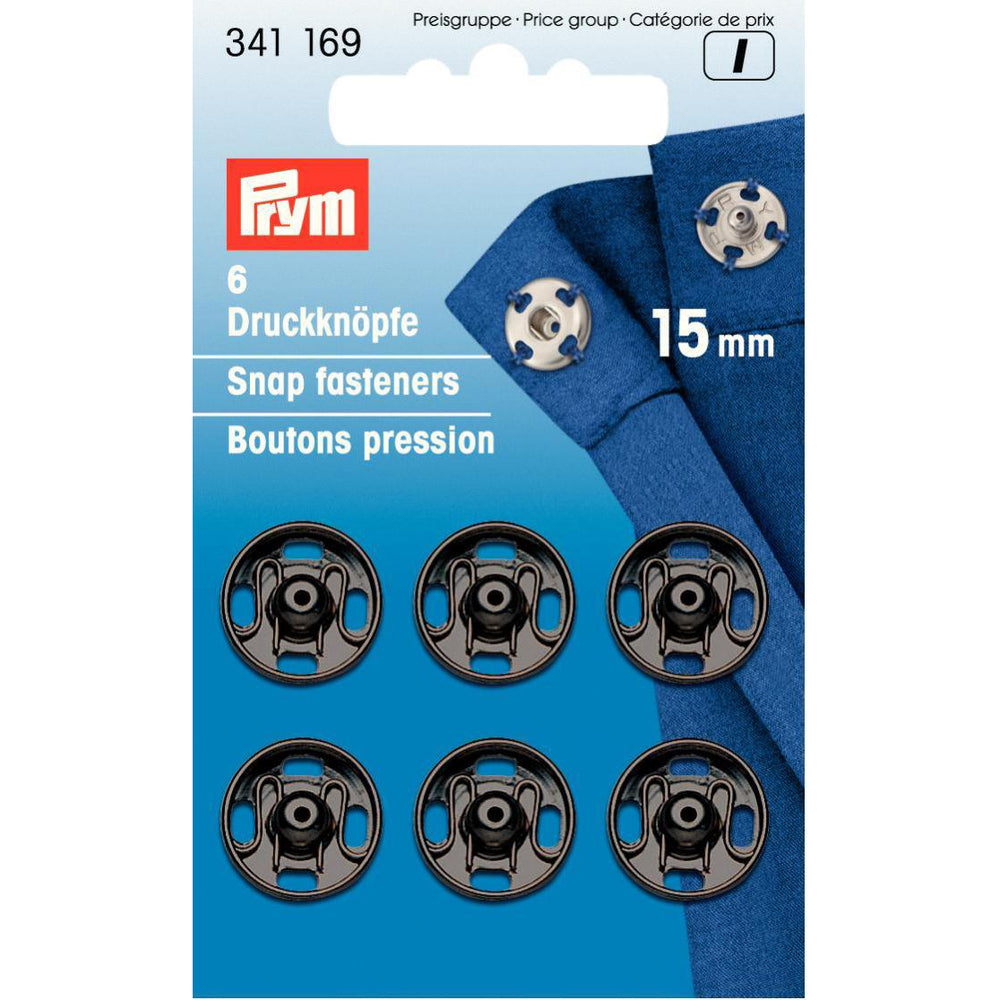 Prym - 15mm Sew-On Brass Snap Fasteners - Silver (341249)