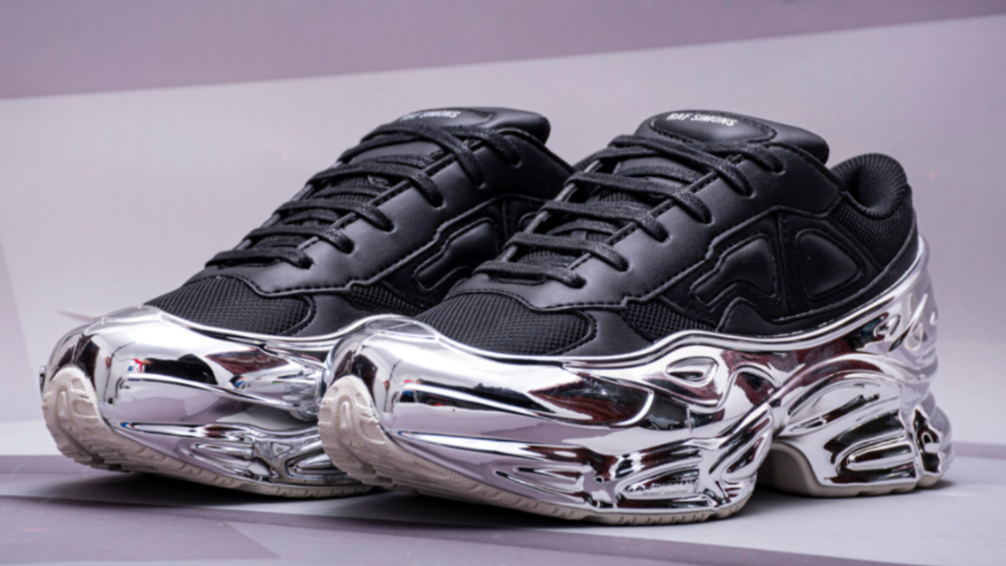 raf simons sneakers black and silver