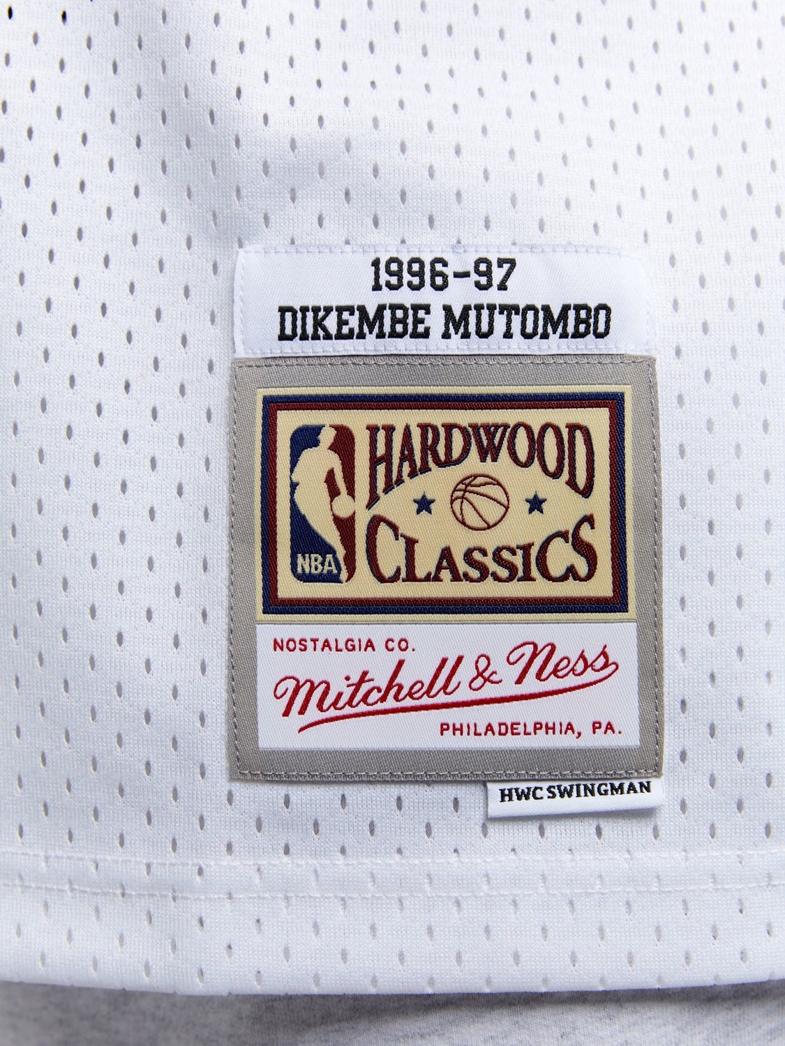 Dikembe Mutombo Atlanta Hawks Mitchell & Ness White Hardwood Classics  1996-97 Swingman Jersey - Dynasty Sports & Framing