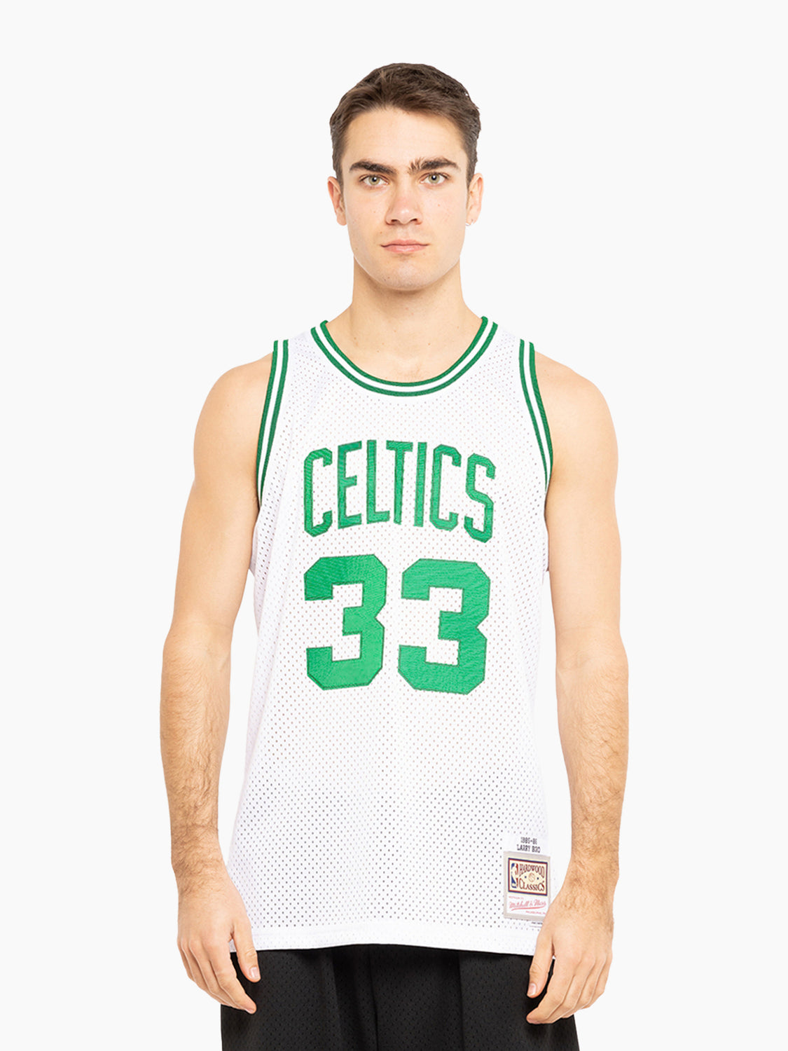 Men's Mitchell & Ness Larry Bird Boston Celtics White Out Swingman Jersey