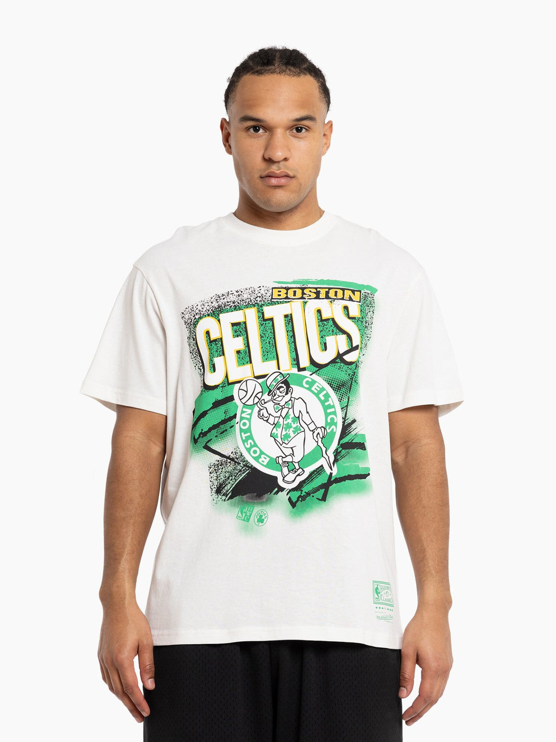 Boston Celtics Black Mesh Crew Neck T-Shirt By Mitchell & Ness - Mens