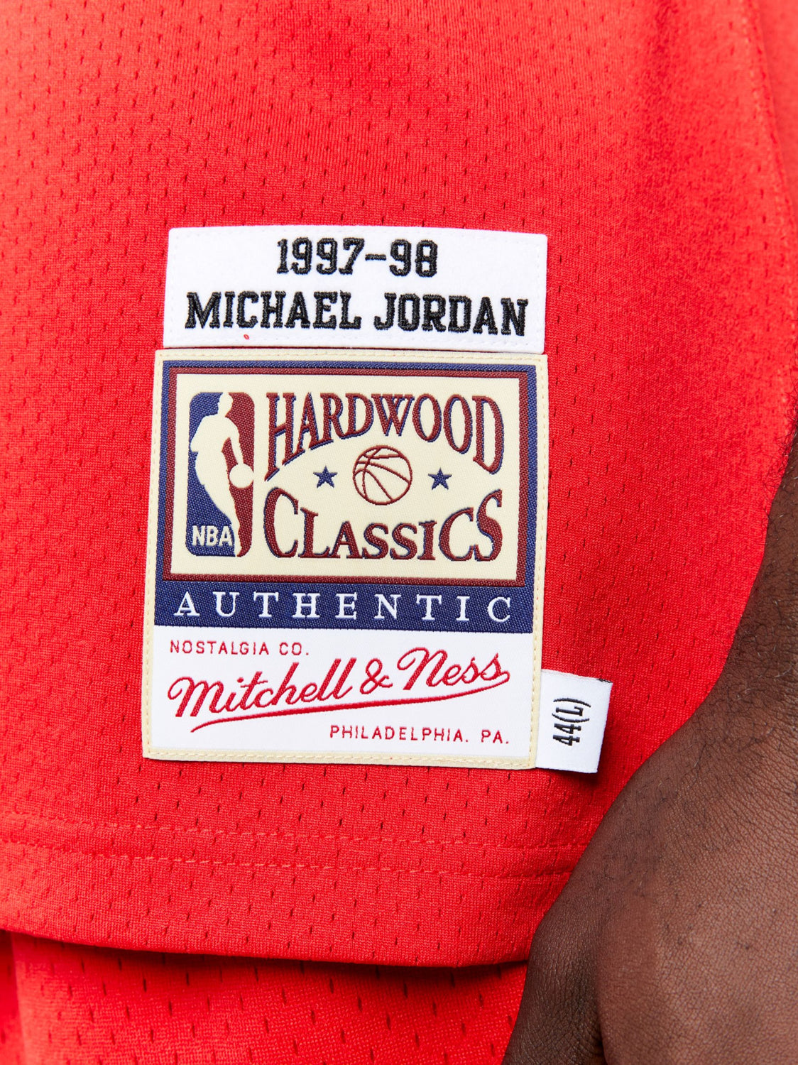 Mitchell and Ness Authentic Michael Jordan Chicago Bulls Road NBA Finals 1997-98 Jersey, Red/Black / S