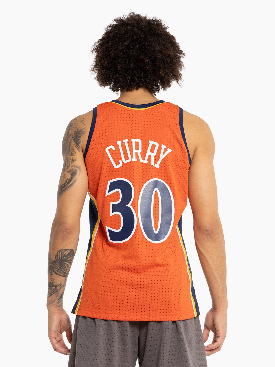 Men's Mitchell & Ness Stephen Curry Orange Golden State Warriors 2009/10 Hardwood Classics Swingman Jersey