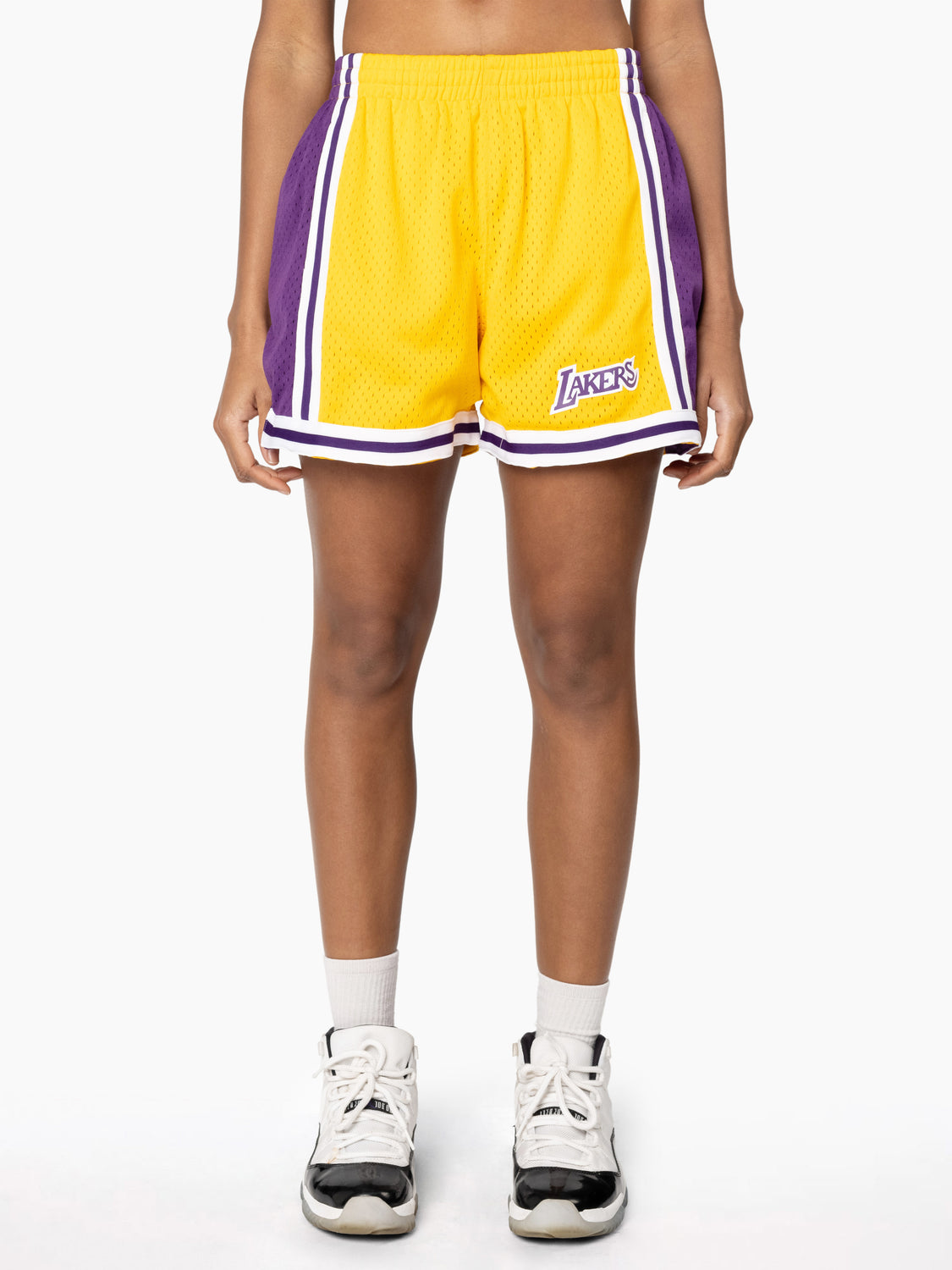 Women's Mitchell & Ness Gold Los Angeles Lakers Jump Shot Shorts