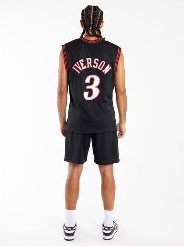 Mitchell & Ness Allen Iverson 3 Replica Swingman NBA Jersey  Philadelphia 76ers Black HWC Basketball Trikot : Sports & Outdoors