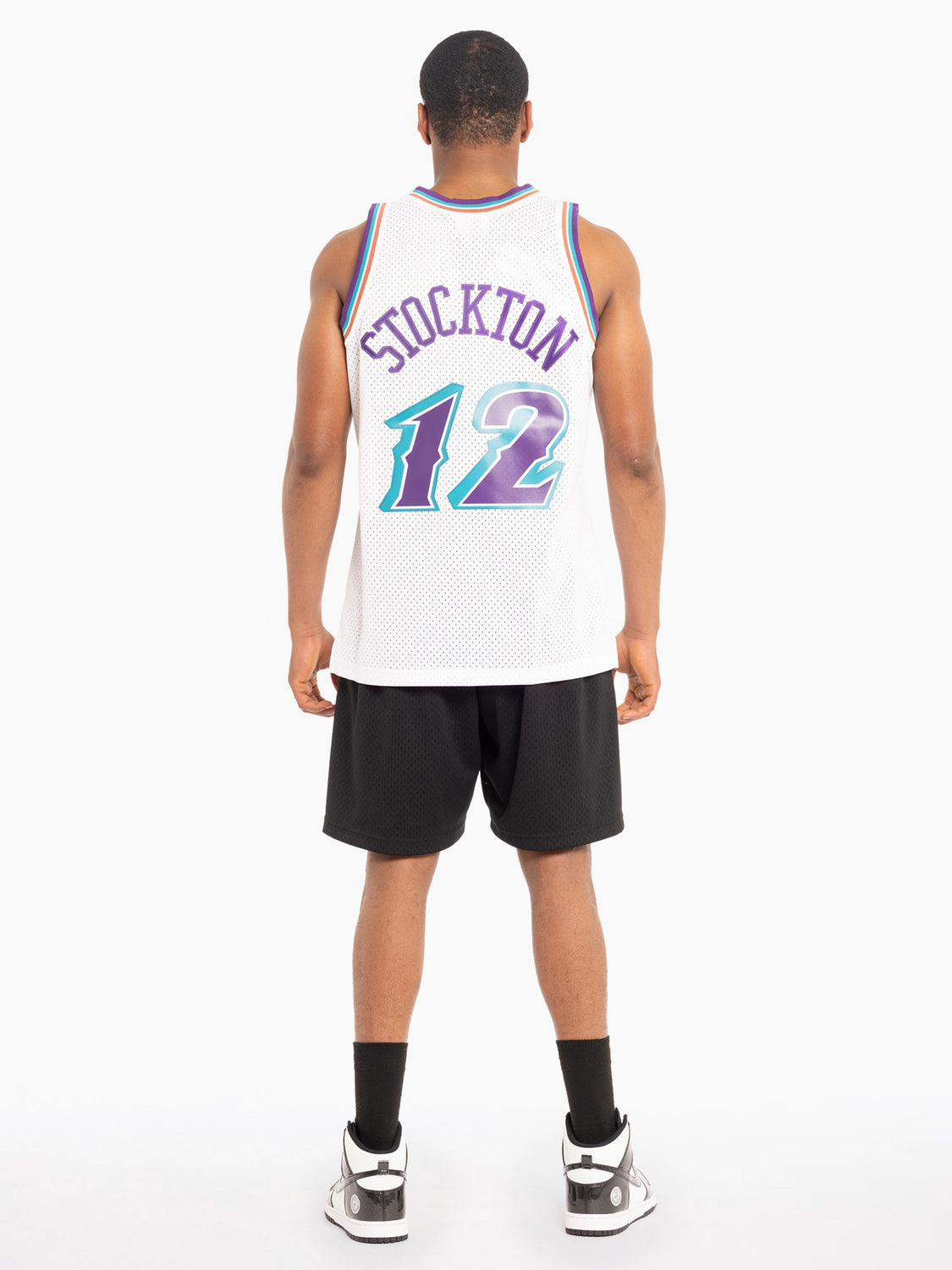 Men's Mitchell & Ness John Stockton White Utah Jazz Hardwood Classics  1996-97 Swingman Jersey