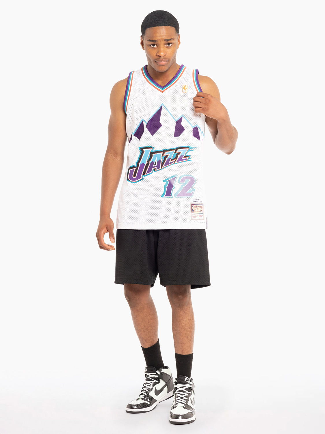 Men's Mitchell & Ness John Stockton White Utah Jazz Hardwood Classics  1996-97 Swingman Jersey