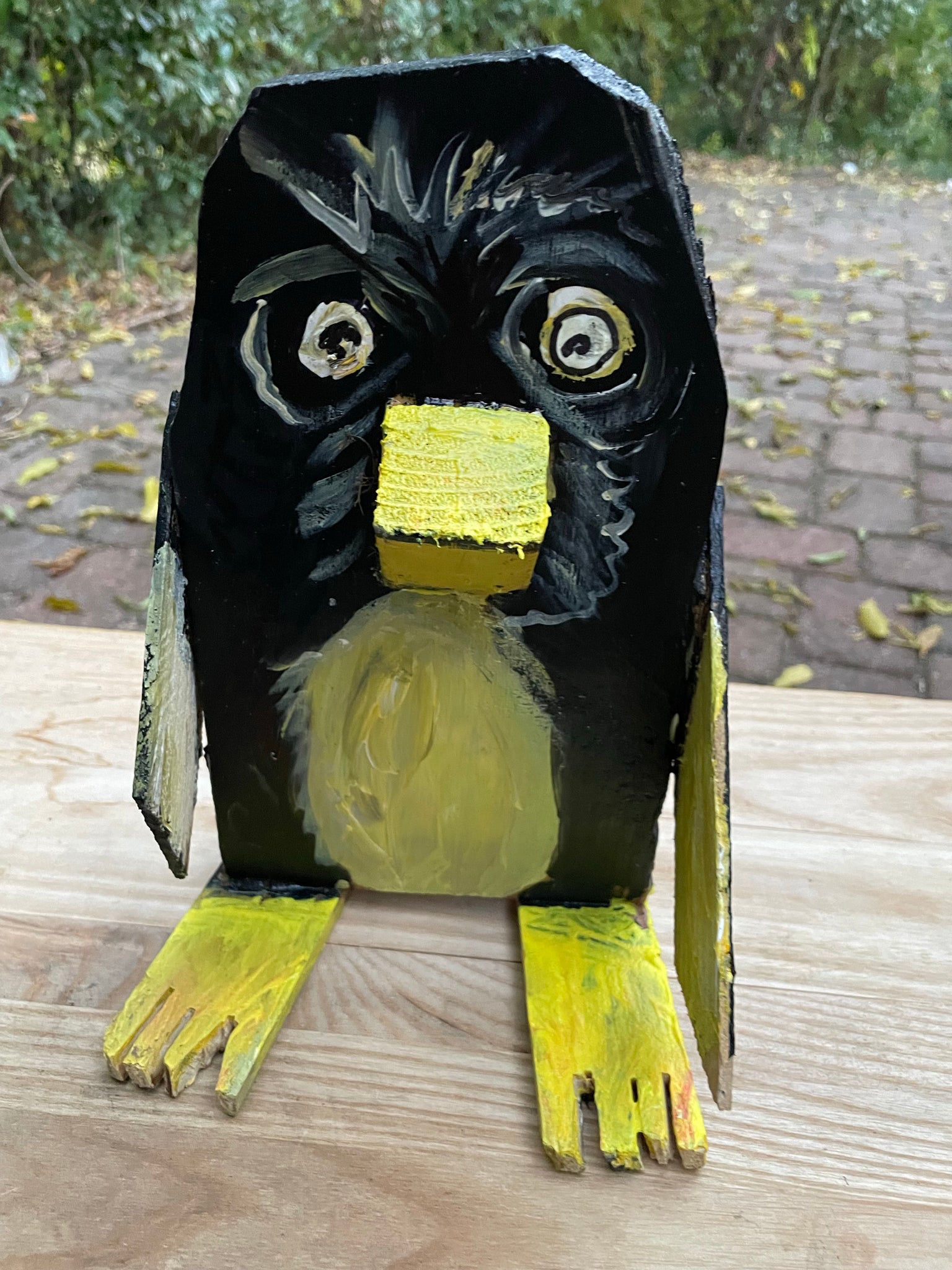 9 inch wooded wood scrap penguin – Port City Art