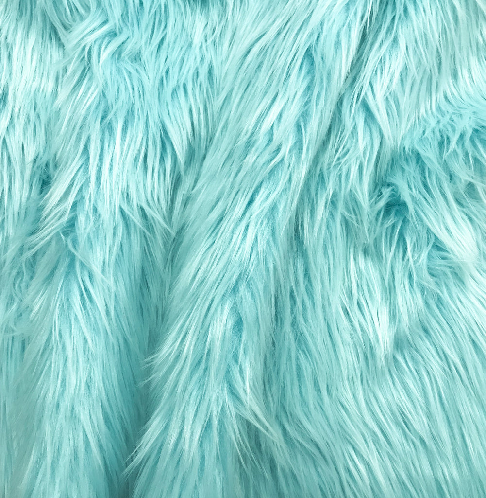 Solid Shaggy Faux/Fake Fur Fabric- Baby Blue-Long Pile 60 Sold By The Yard