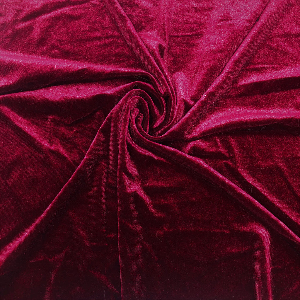 Stretch Velvet Solid New Maroon Width 58/60 Apparel Fabric