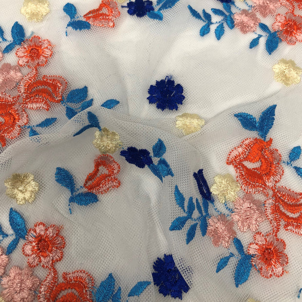 Circle Embroidered Mesh White – Elotex Fabric