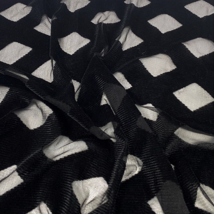 Diamond Black Burnout Velvet- Sold by the yard – Elotex Fabric