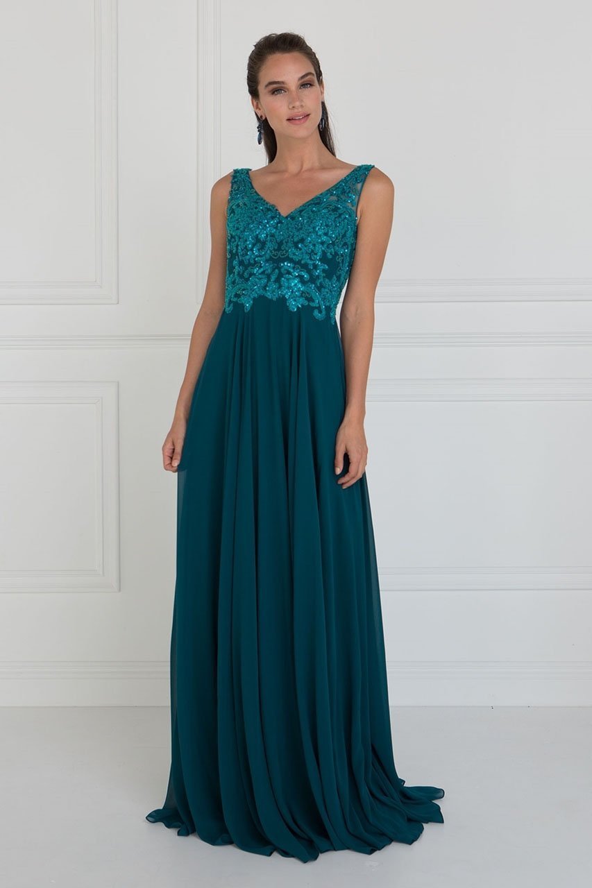 Elizabeth K - GL1567SC Embellished V-neck A-Line Evening Gown – ADASA