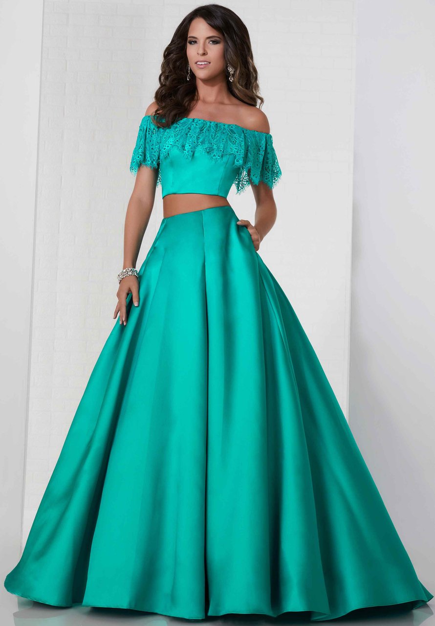 Tiffany Designs - Two-Piece Off Shoulder Mikado A-Line Gown 46134SC – ADASA